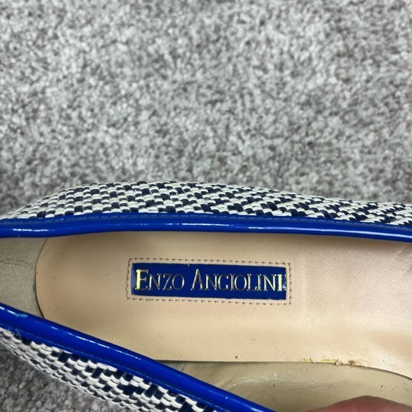 Enzo‎ Angiolini Blue and White Herringbone loafers Size 11S - Picture 10 of 10